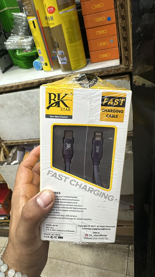 BK-81 C TO LIGHTNING METAL BRAIDED CABLES FOR IPHONES